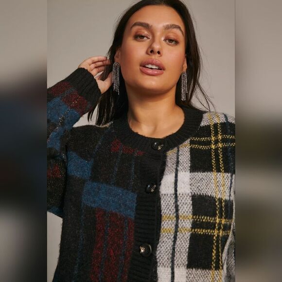 Anthropologie RD Style Multicolor Plaid Cardigan Sweater Size Medium NWT - Picture 7 of 13